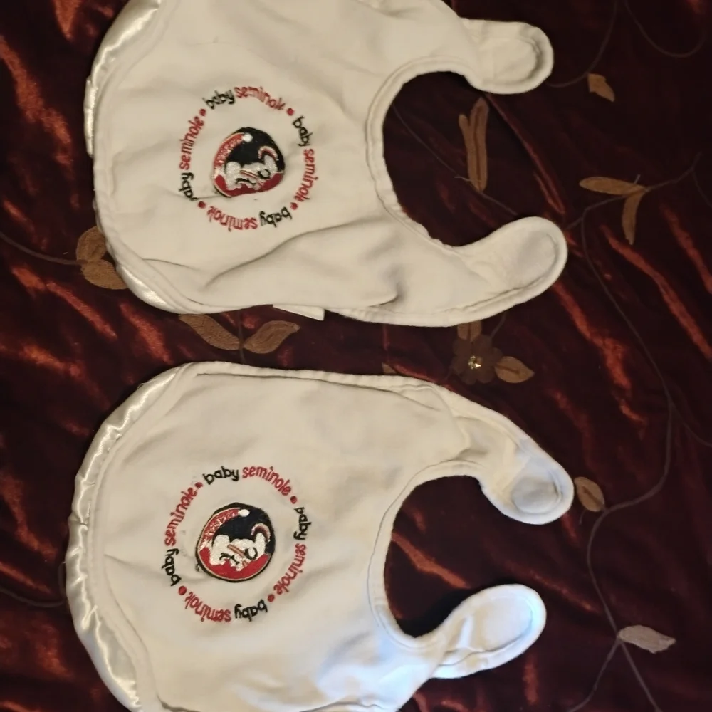Lot of 2 Florida State FSU Baby Seminoles Bibs By Baby Fanatic